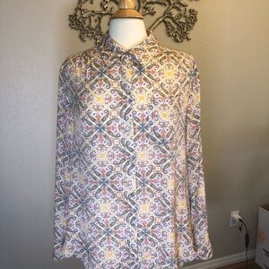 blouse Zac And Rachel Long Sleeve Button Up Paisley Print Light Wgt Sz Lg women